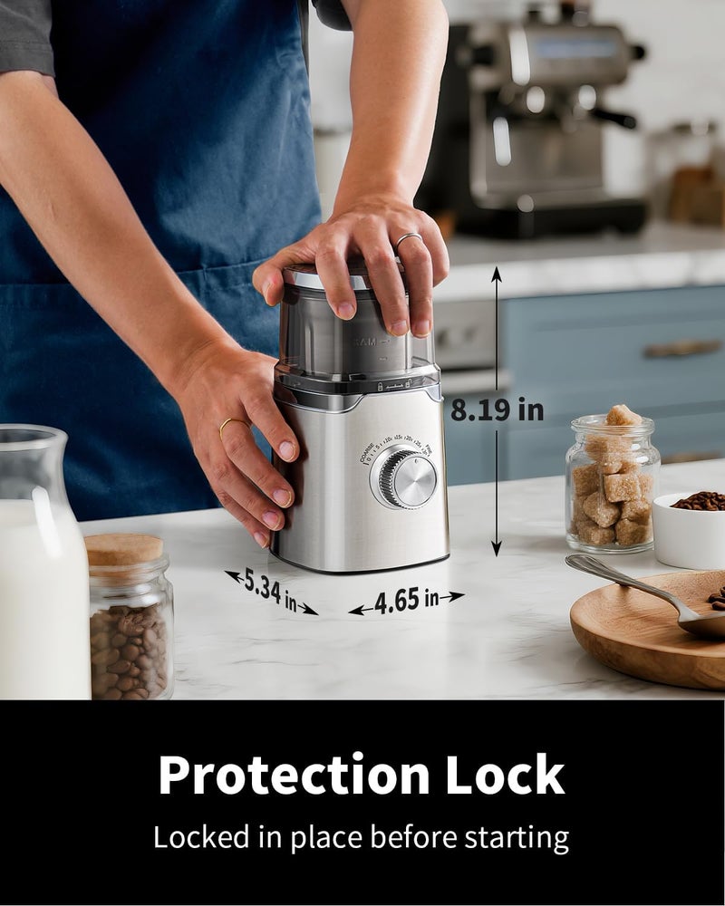 SHARDOR Electric Blade Coffee Grinder, Timed Grind Control Rotary Knob, All-stainless steel shell,Adjustable,for Coffee Beans, Spices & Herbs, with 1 Removable Stainless Steel Bowl,Sliver - Image 5